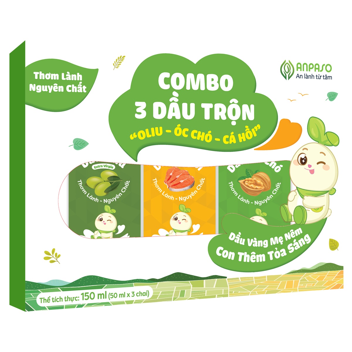 Set 3 dầu ăn dặm Anpaso 50ml x 3 - mặt trái