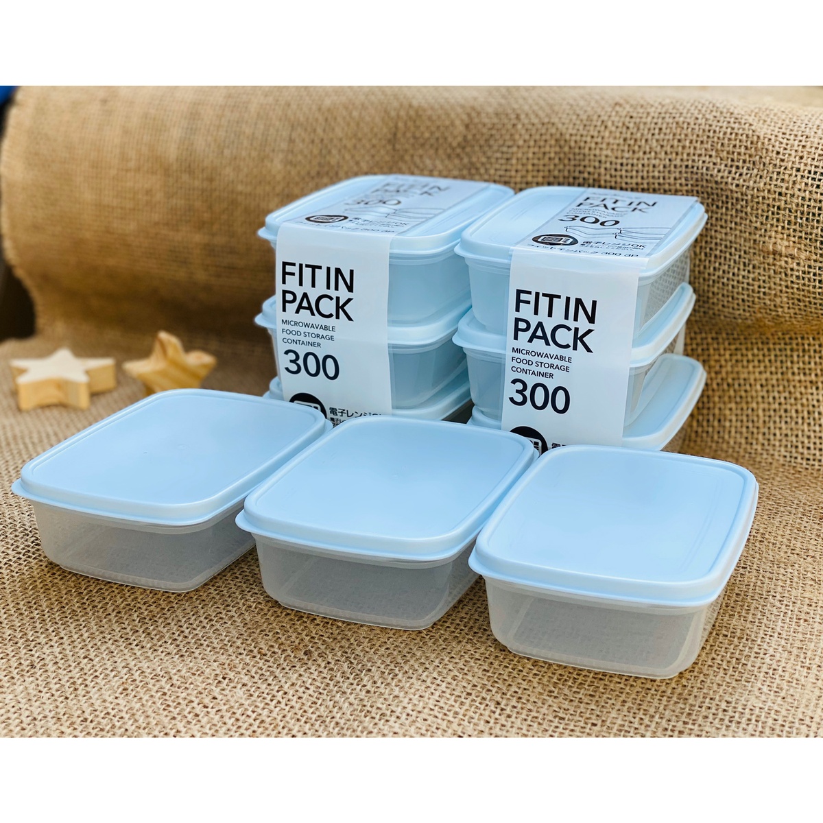 Set 3 hộp nhựa đựng thực phẩm Konbini nắp dẻo 300ml (Xanh Mint) - mặt trái
