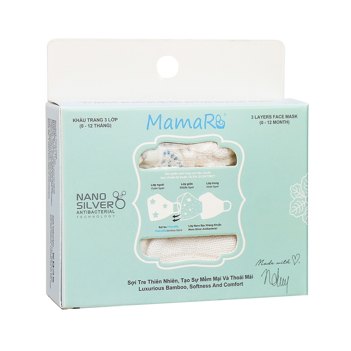  Set 3 Khẩu Trang Sợi Tre kháng khuẩn Mamaru (0-12M) - hình 8