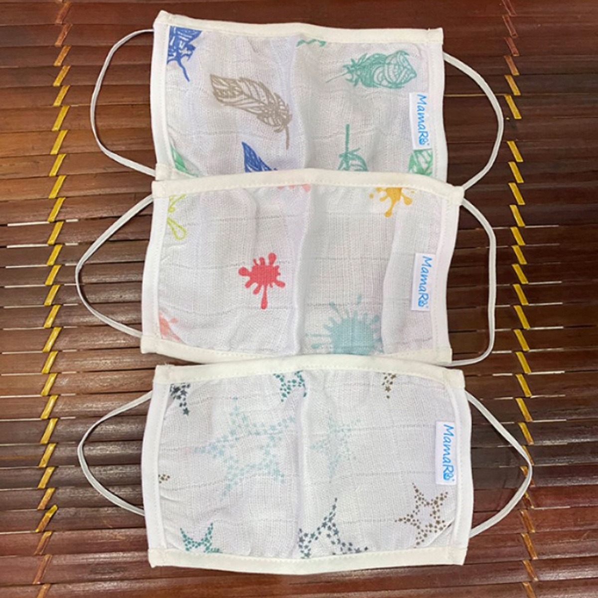  Set 3 Khẩu Trang Sợi Tre kháng khuẩn Mamaru (0-12M) - mặt trái