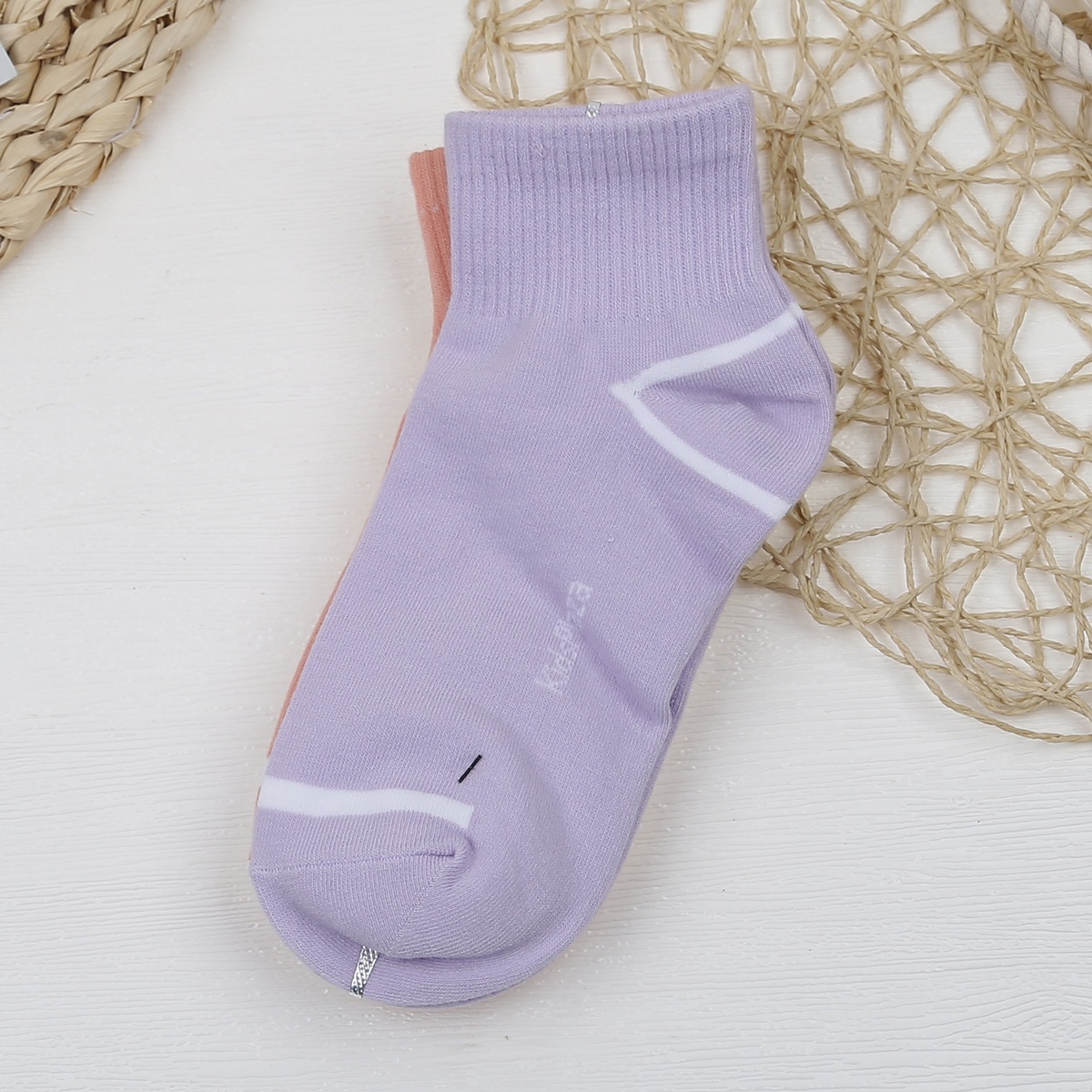 Set 3 tất cho mẹ KidsPlaza kẻ DK23D (Cam-tím-ghi) - mặt trái