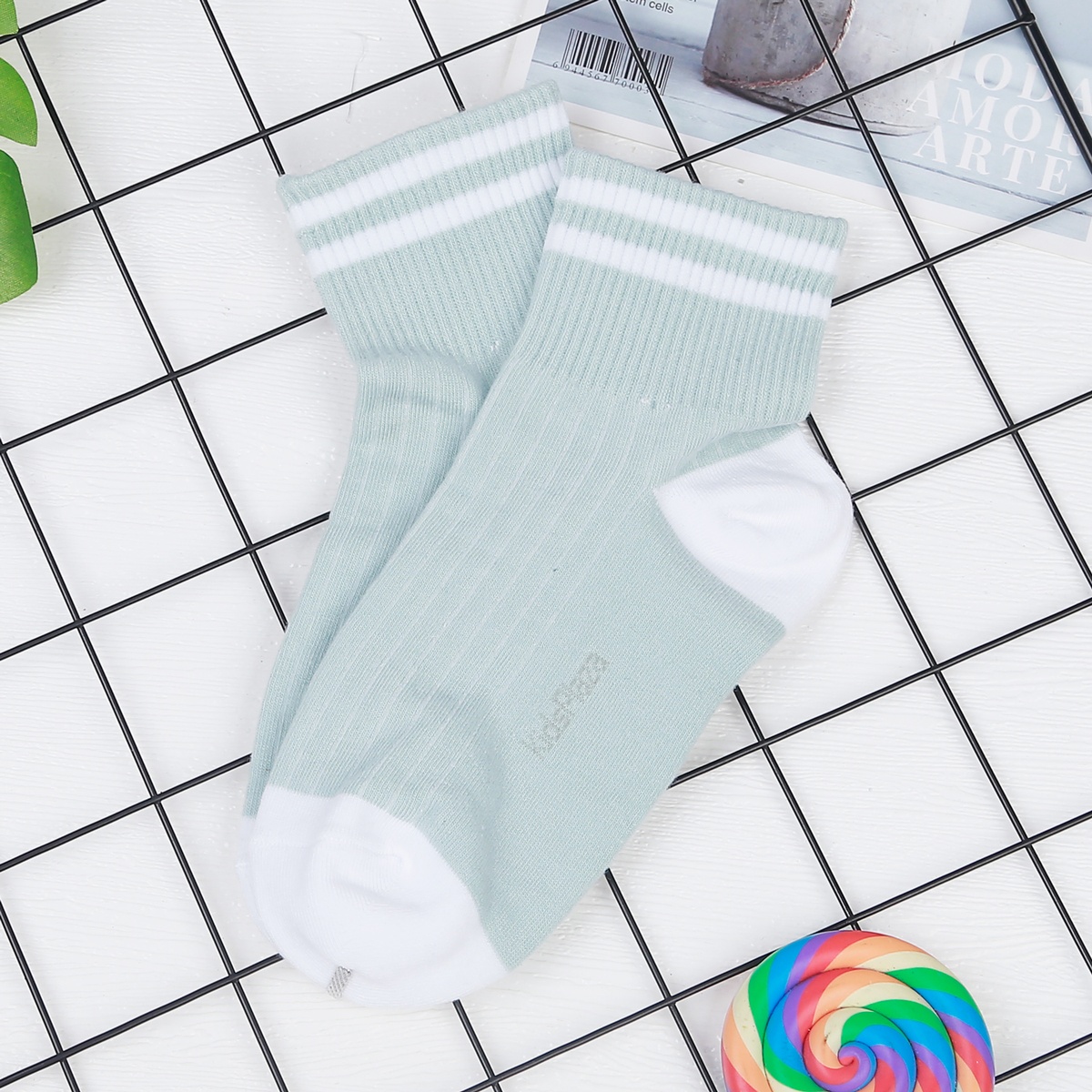 Set 3 tất cho mẹ KidsPlaza KW1 DK22 (xanh-đen-hồng) - góc nghiêng