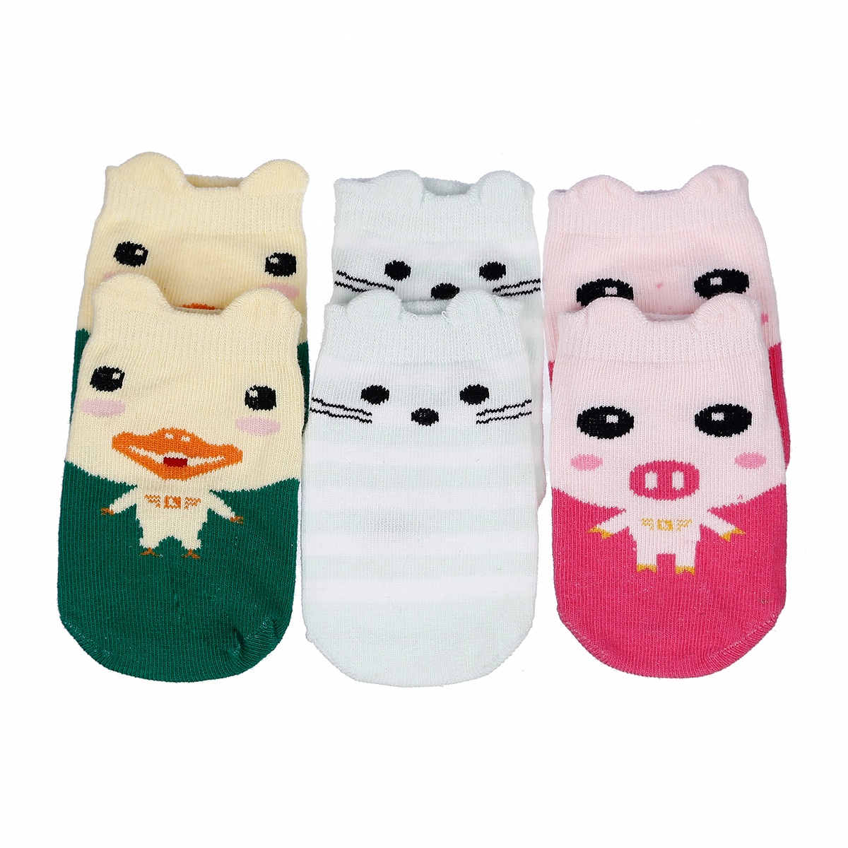 Set 3 tất cổ ngắn hình thú dành cho bé 0-12 tháng - mặt trái