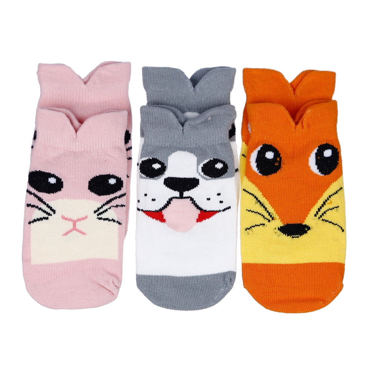 Set 3 tất cổ ngắn hình thú dành cho bé 0-12 tháng - mặt sau