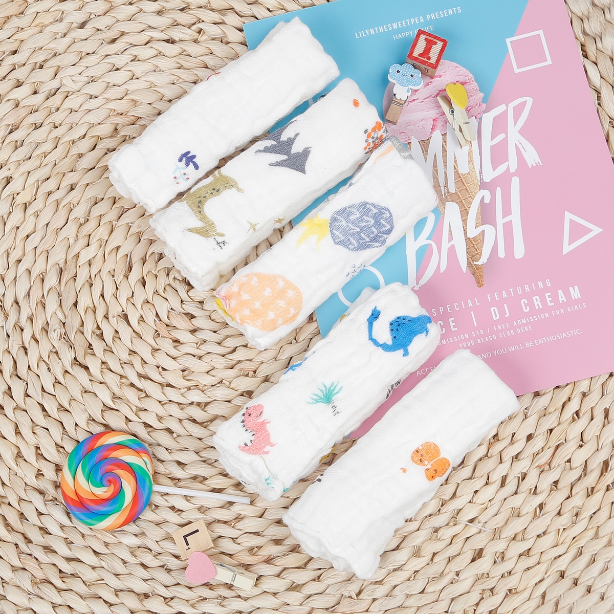 Set 5 khăn mặt xô KidsPlaza 6 Lớp TM - mặt trái