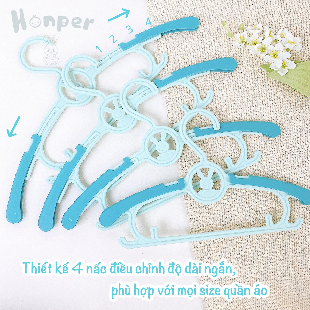 Set 5 móc quần áo Gấu/Thỏ Honper (Mẫu ngẫu nhiên) - góc nghiêng