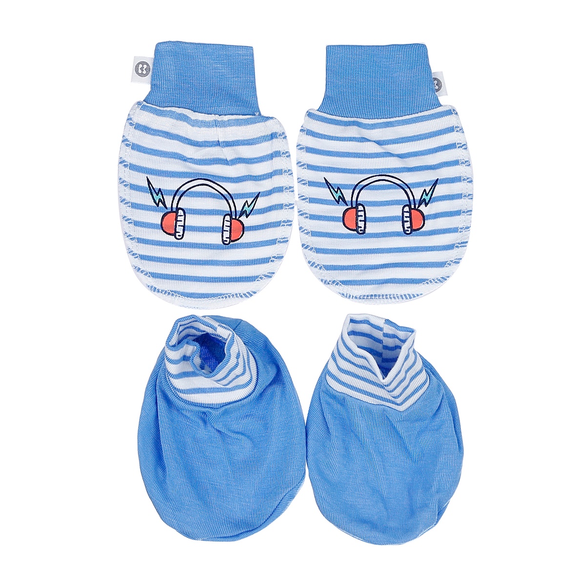 Set bao chân bao tay Otis bé trai kẻ in hình Tai Nghe KidsPlaza ND21H (Xanh Dương)