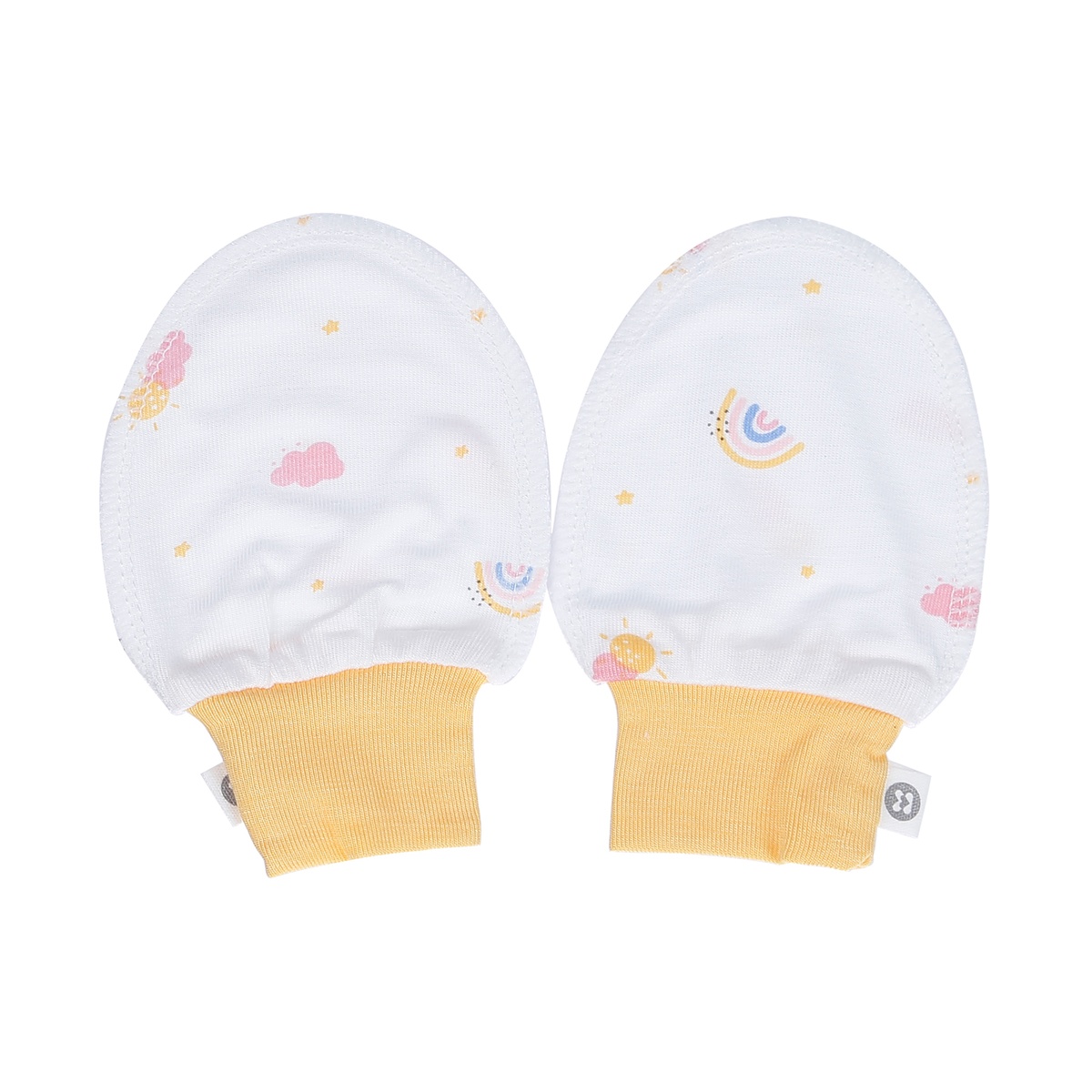 Set bao tay, bao chân kẻ Otis bé gái in hình Mây KidsPlaza ND21H (Trắng Vàng) - mặt trái