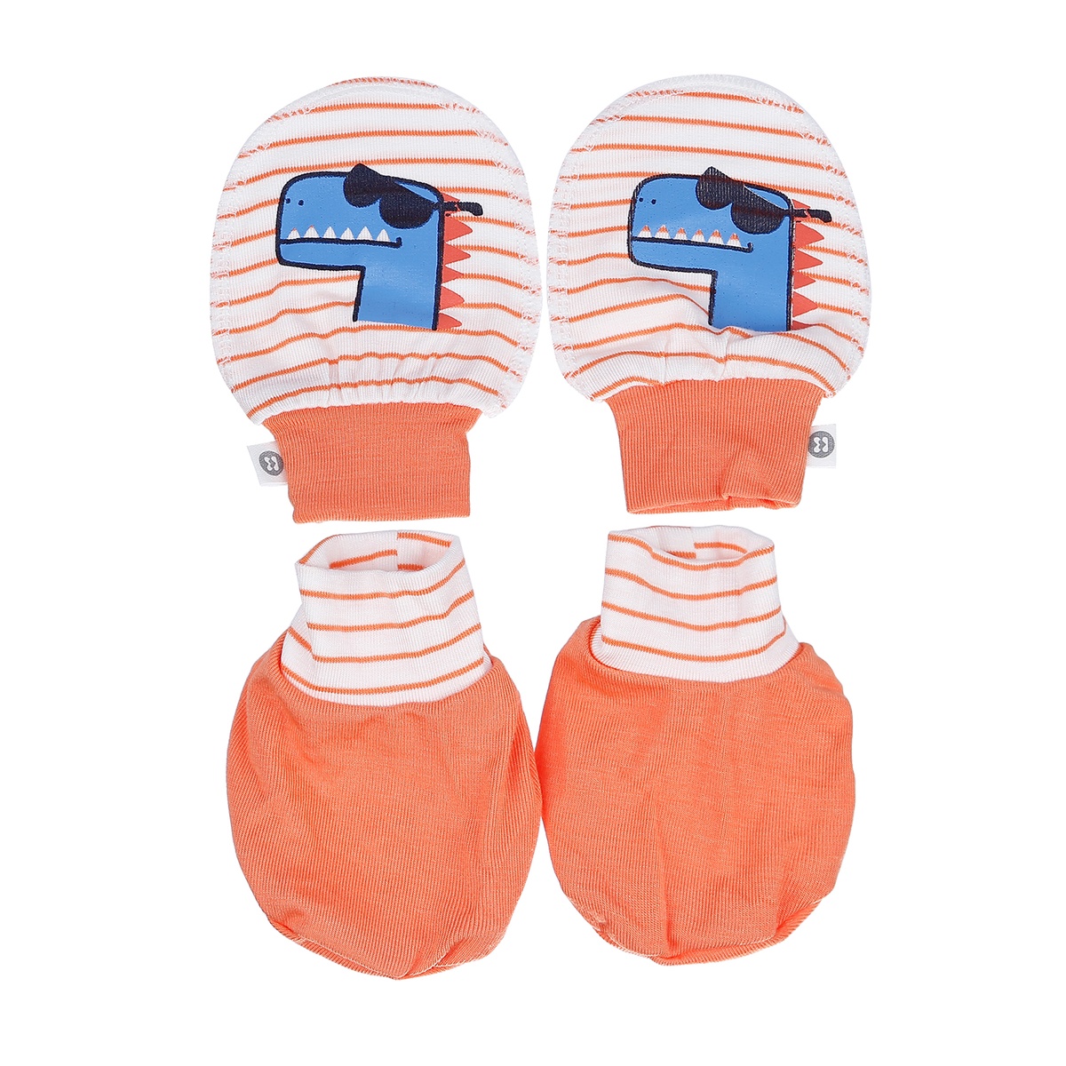 Set bao tay, bao chân kẻ Otis bé trai KidsPlaza ND21H (Trắng Cam)