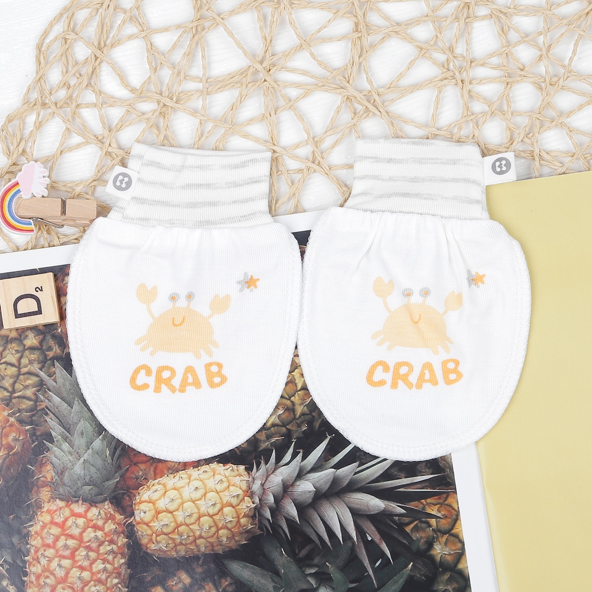 Set bao tay bao chân Otis bé trai KidsPlaza ND22T (Trắng kẻ ghi) - mặt phải