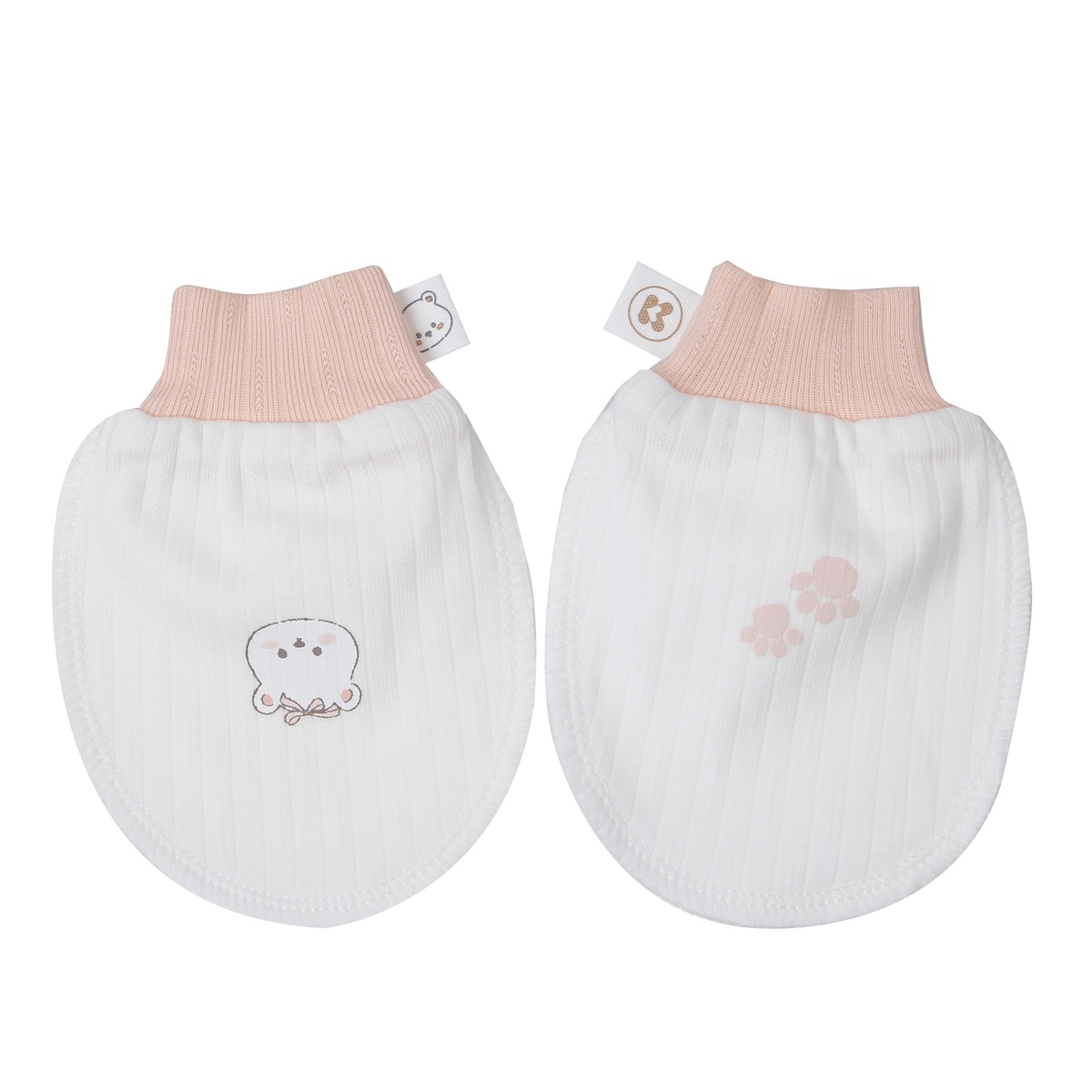 Set bao tay chân KidsPlaza kẻ tăm ND25T (Trắng hồng) - mặt trái