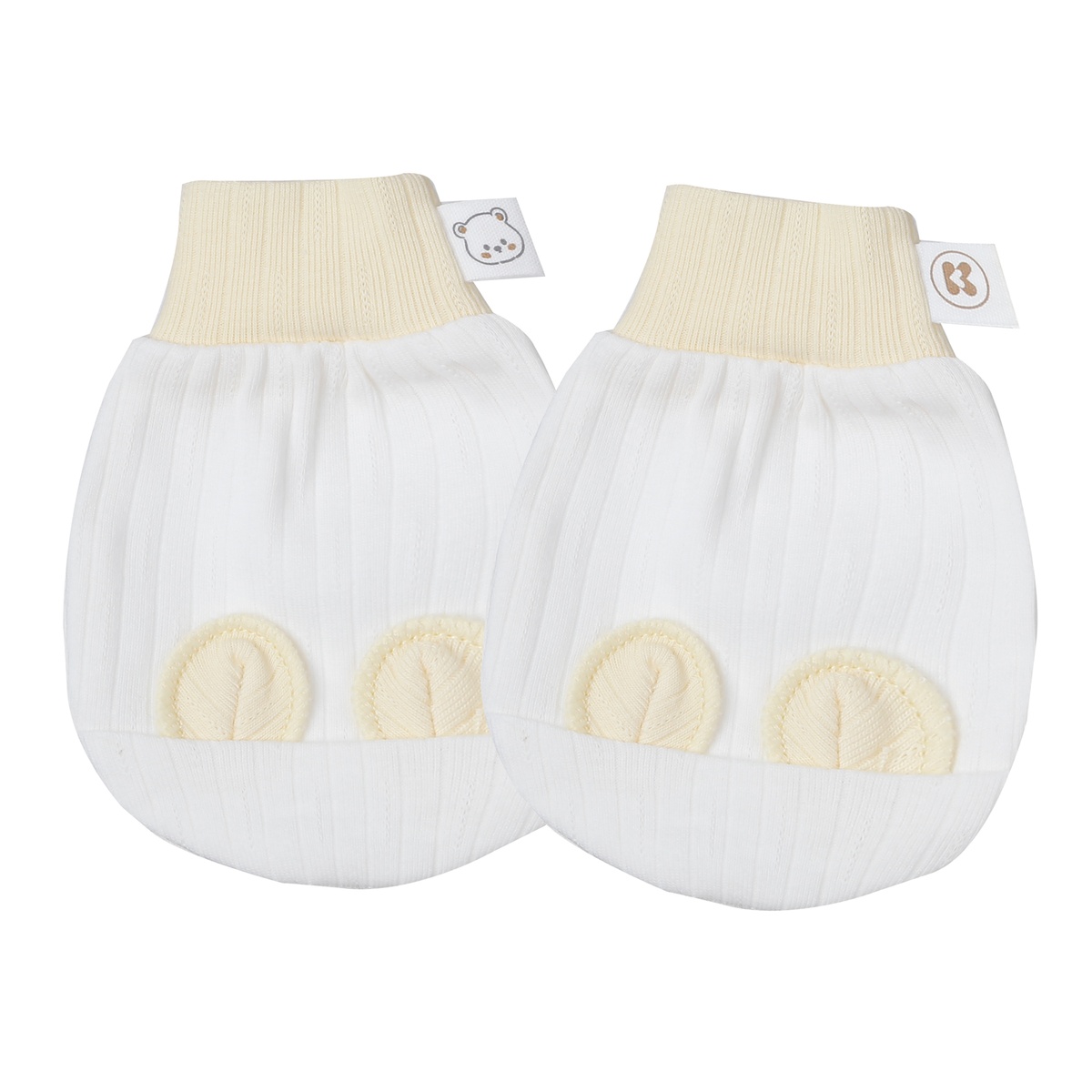 Set bao tay chân KidsPlaza kẻ tăm ND25T (Trắng vàng) - mặt trái