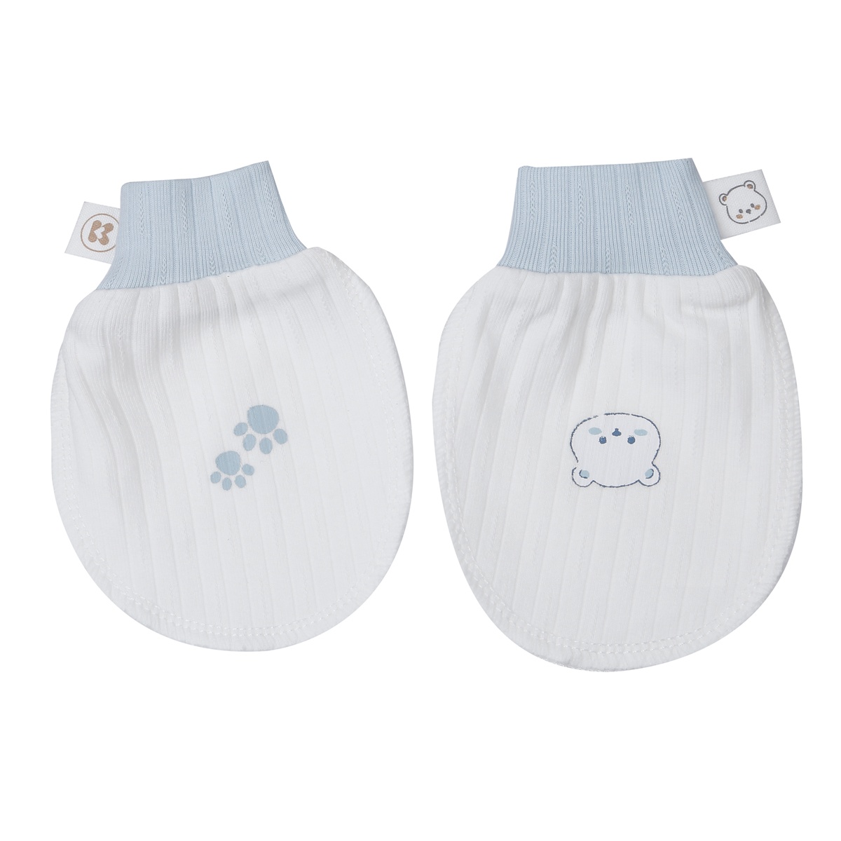 Set bao tay chân KidsPlaza kẻ tăm ND25T (Trắng xanh) - mặt trái