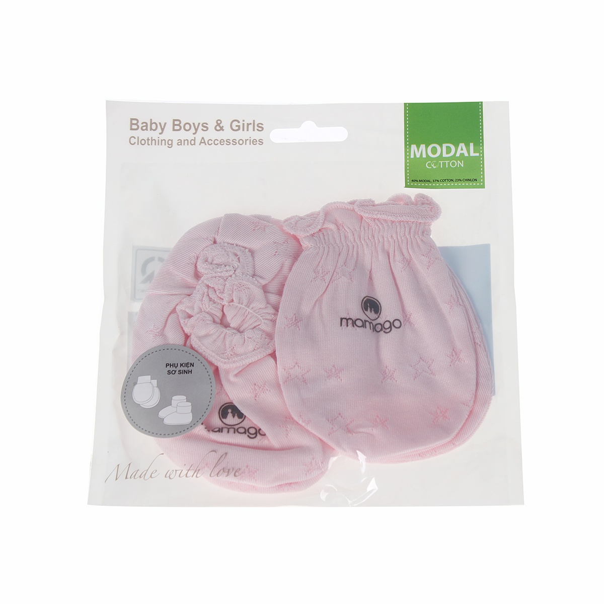 Set bao tay chân Mamago Twikle Star (Hồng) ND20H - mặt trái