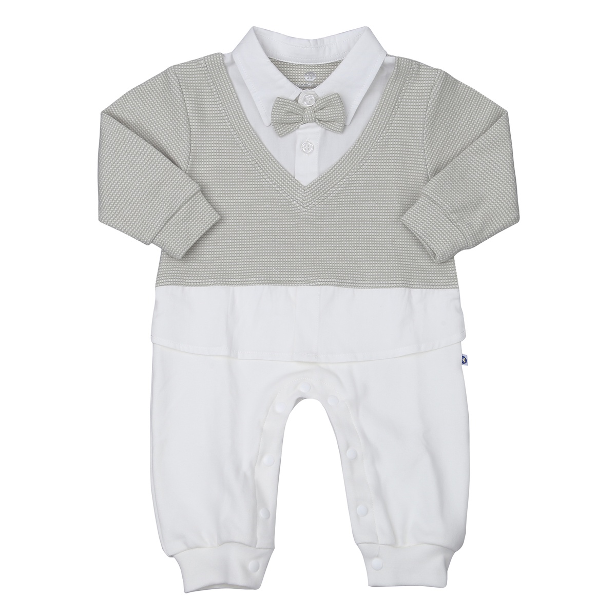 Set body bé trai KidsPlaza cổ nơ HN23T (Trắng Ghi)