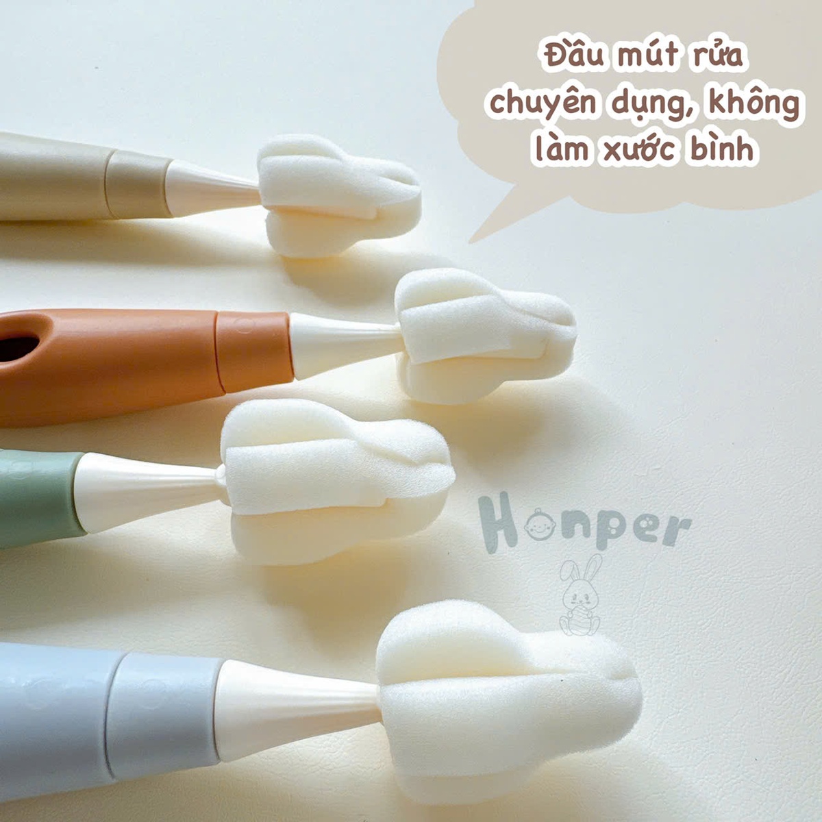 Set cọ bình mút xốp 2 chi tiết Honper HP-229 (Màu ngẫu nhiên) - mặt phải