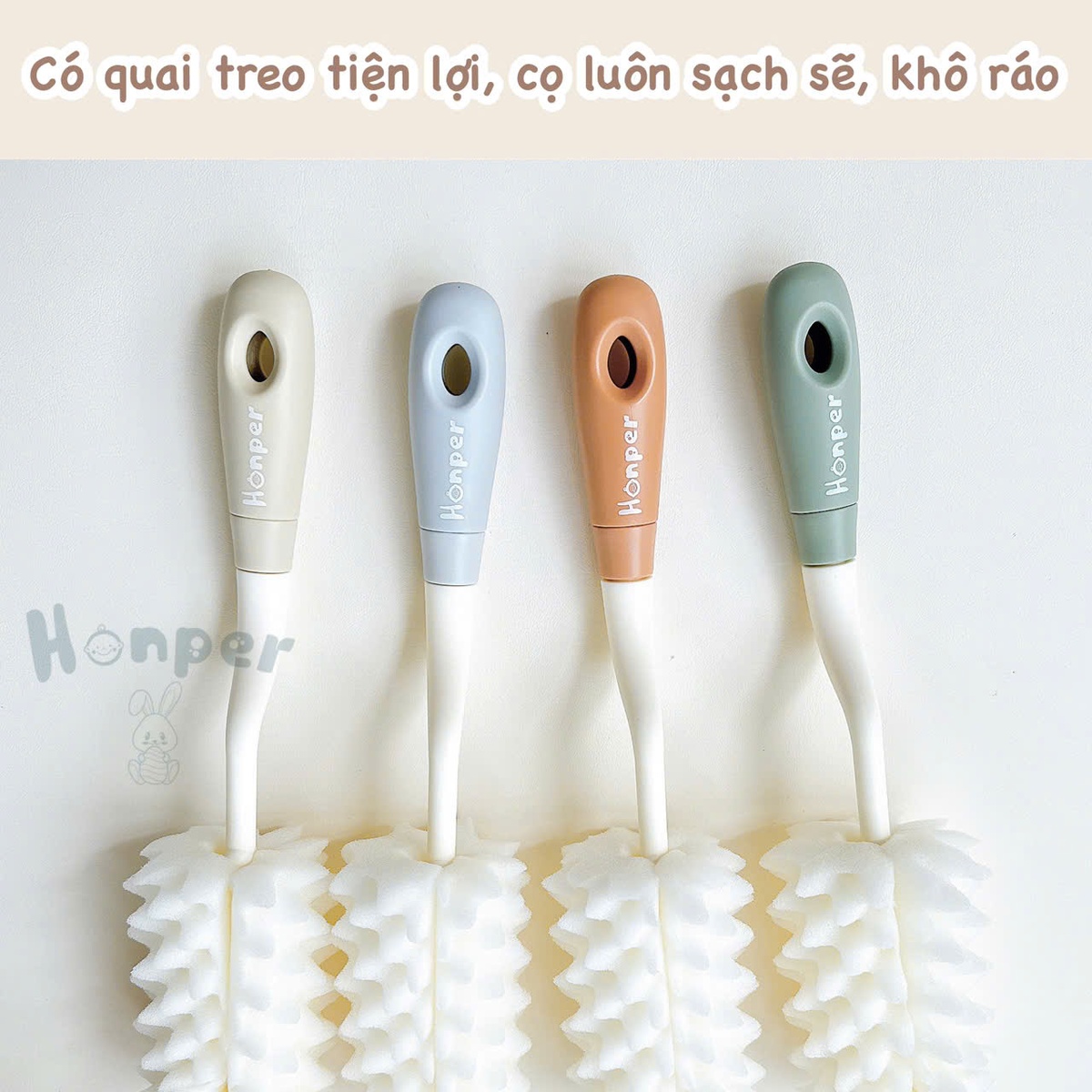 Set cọ bình mút xốp 2 chi tiết Honper HP-229 (Màu ngẫu nhiên) - hình 7