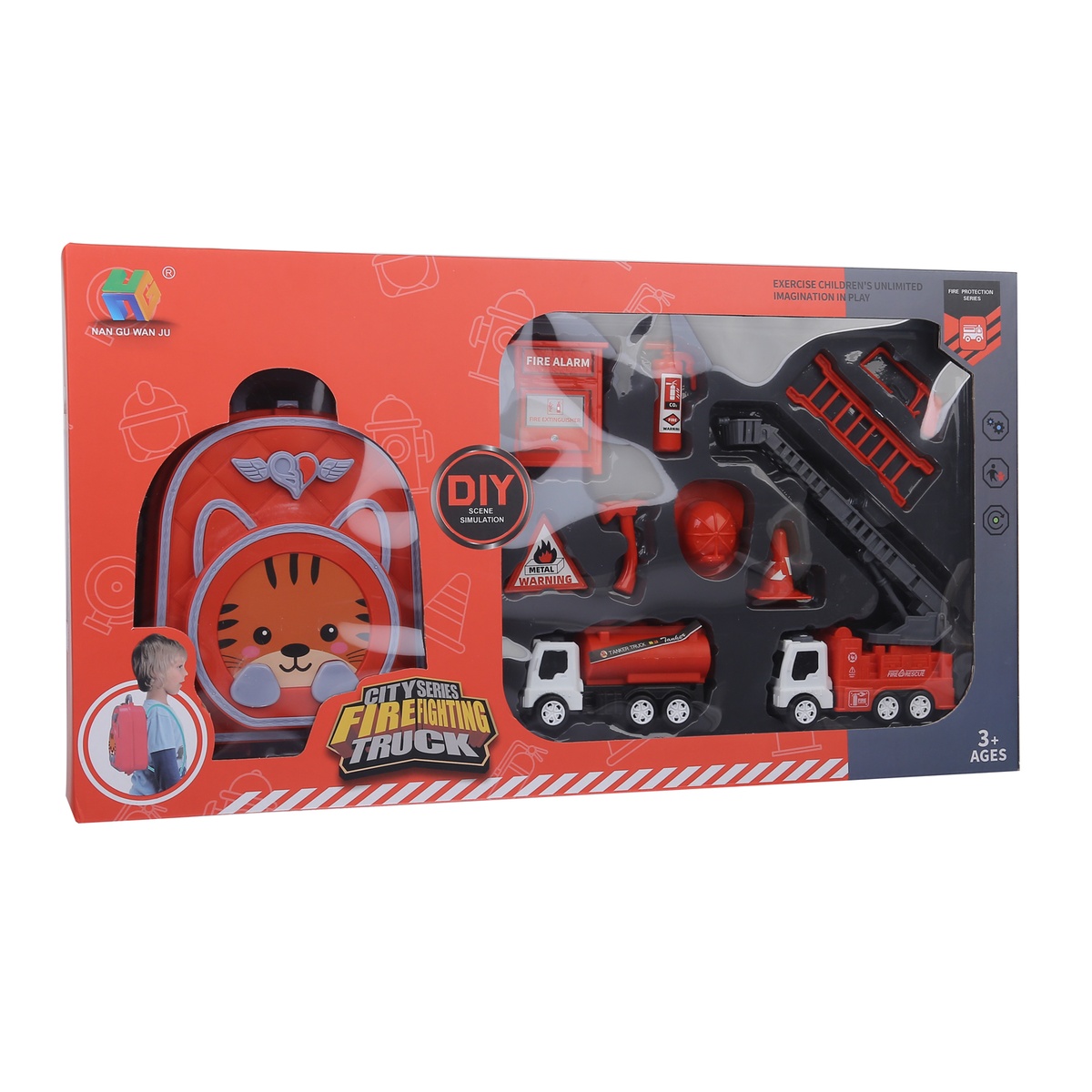 Set đồ chơi giao thông màu đỏ CY.988-53 - mặt trái