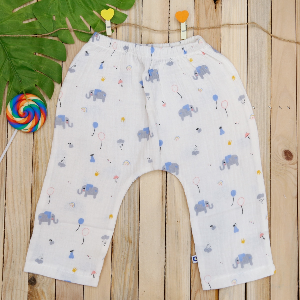 Set quà tặng sơ sinh xô in hình voi KidsPlaza M21H (0-6M) - mặt sau