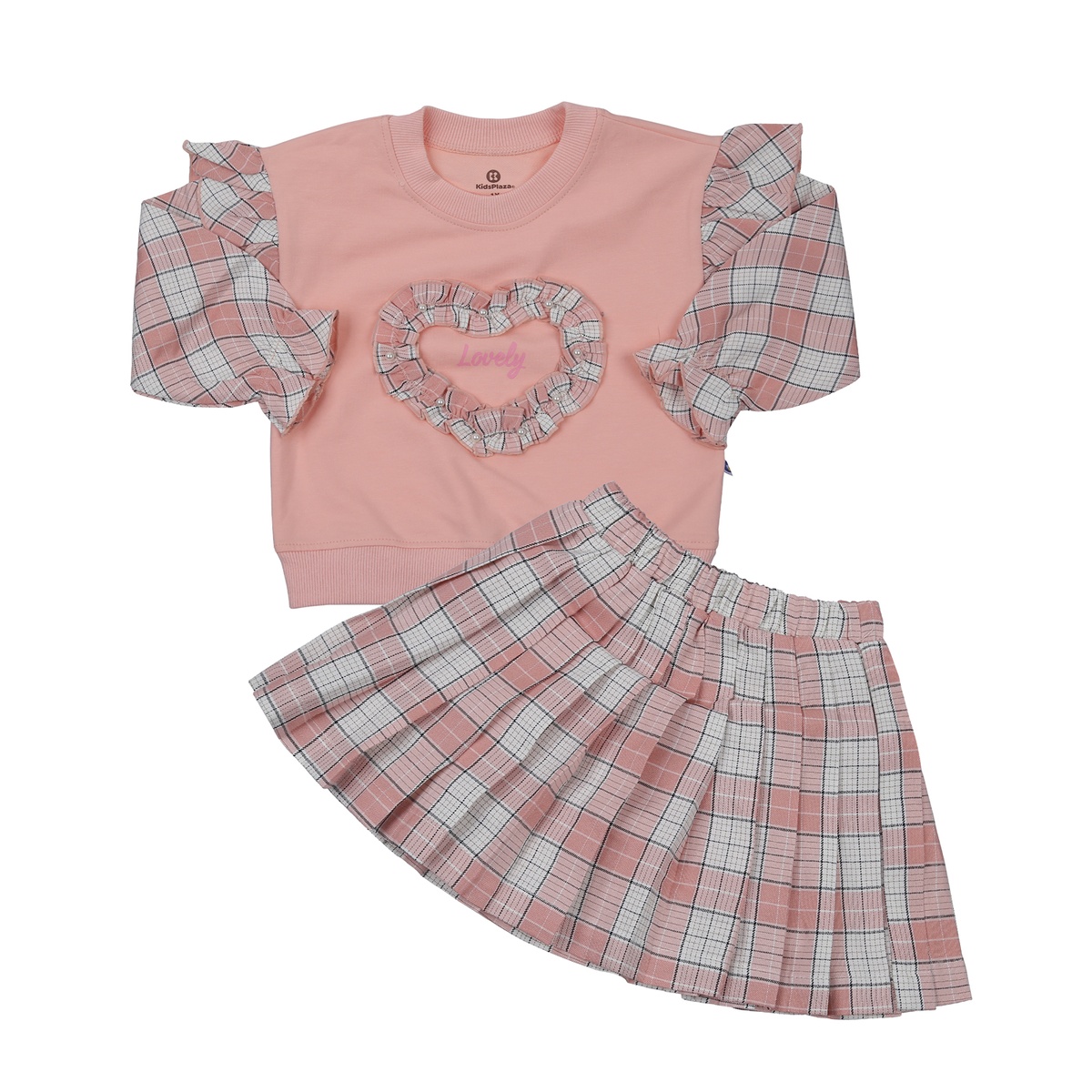 Set váy bé gái KidsPlaza in tim LOVE HN23D (Hồng)