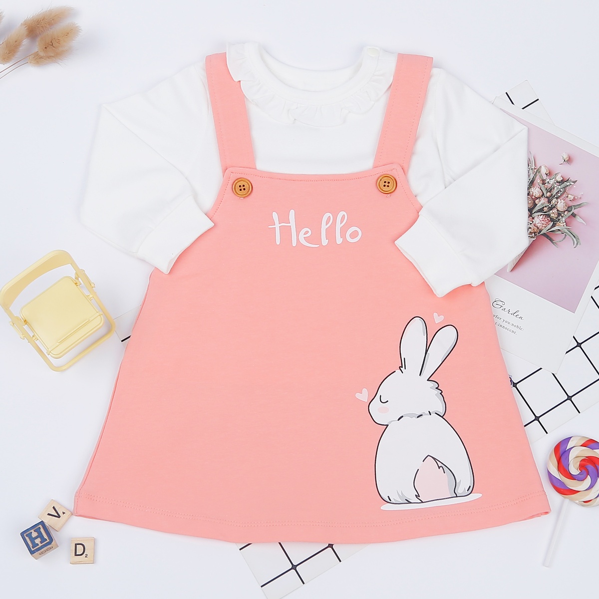 Set yếm bé gái KidsPlaza in thỏ Hello HN22T