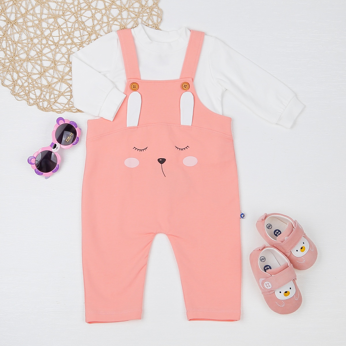 Set yếm bé gái KidsPlaza in thỏ HN22T (Hồng cam)