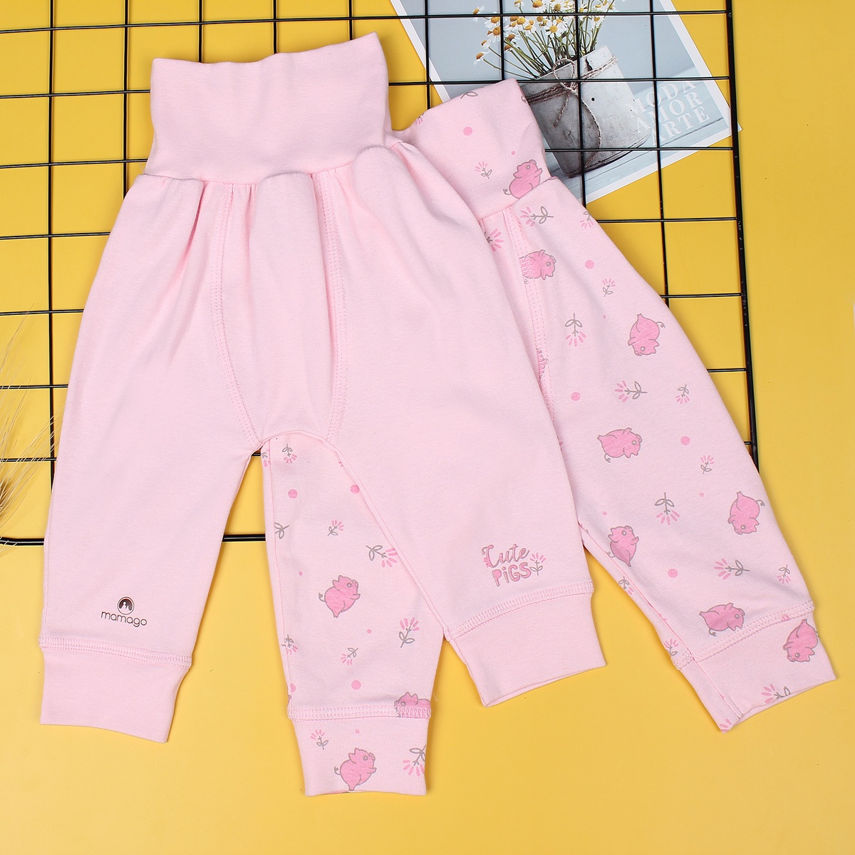 Set 2 quần cạp cao cho bé Mamago NĐ19 (Hồng)