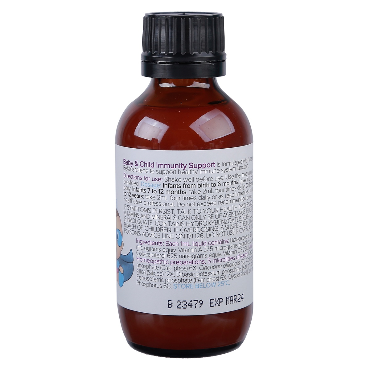 Siro tăng đề kháng Brauer Immunity Support 100ml của Úc - mặt phải