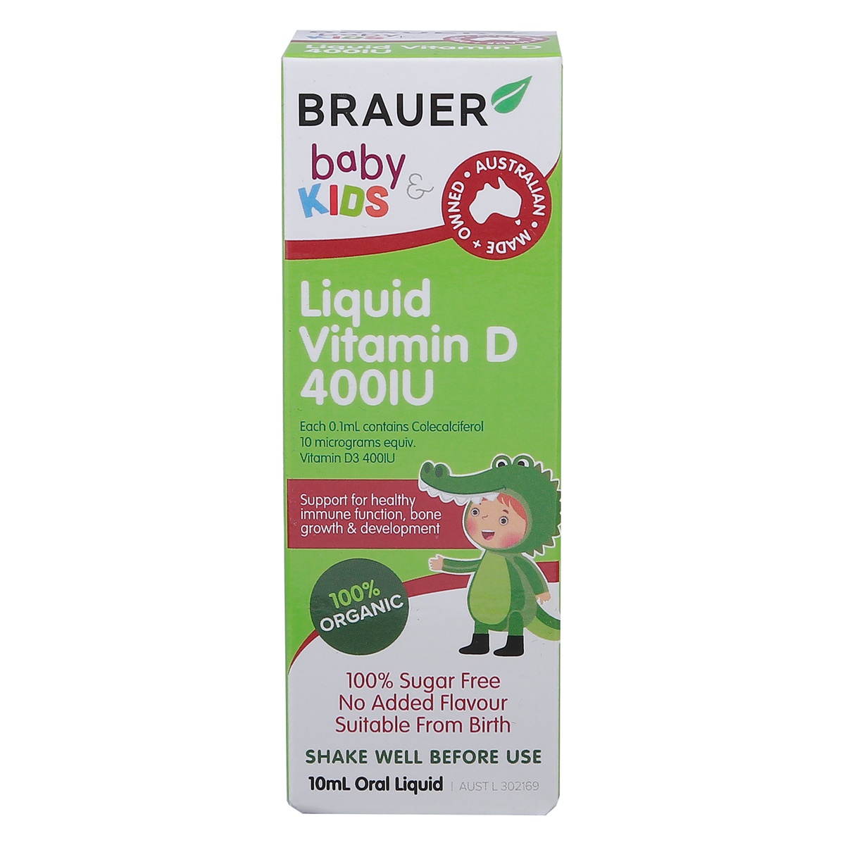 Liquid Vitamin D Brauer Baby & Kids 400IU 10ml - mặt trái
