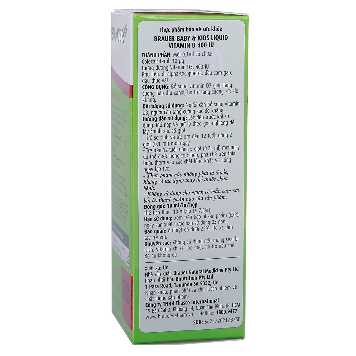 Liquid Vitamin D Brauer Baby & Kids 400IU 10ml - hình 7