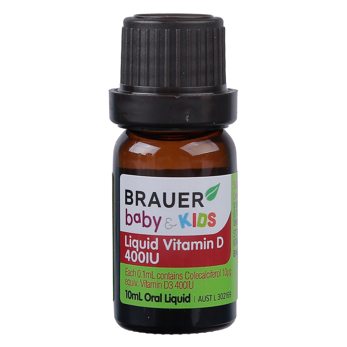 Liquid Vitamin D Brauer Baby & Kids 400IU 10ml - mặt phải