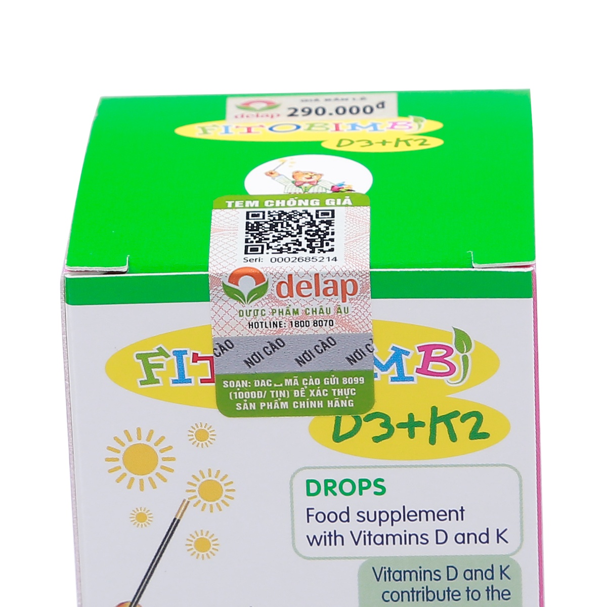 Thực phẩm bảo vệ sức khỏe Fitobimbi D3+K2 - mặt sau