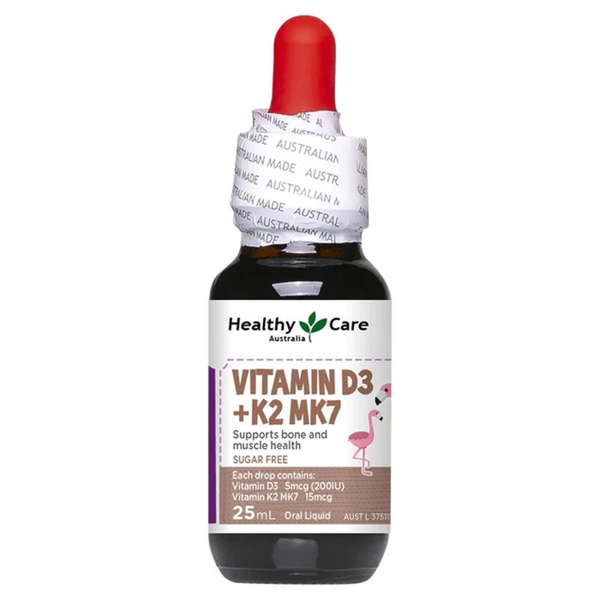 Siro Vitamin D3 K2 MK7 Healthy Care 25ml - mặt phải