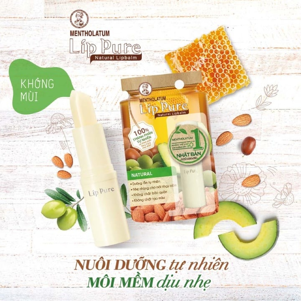 Son dưỡng  môi Lip Pure dưỡng  ẩm tự nhiên không màu  - mặt phải