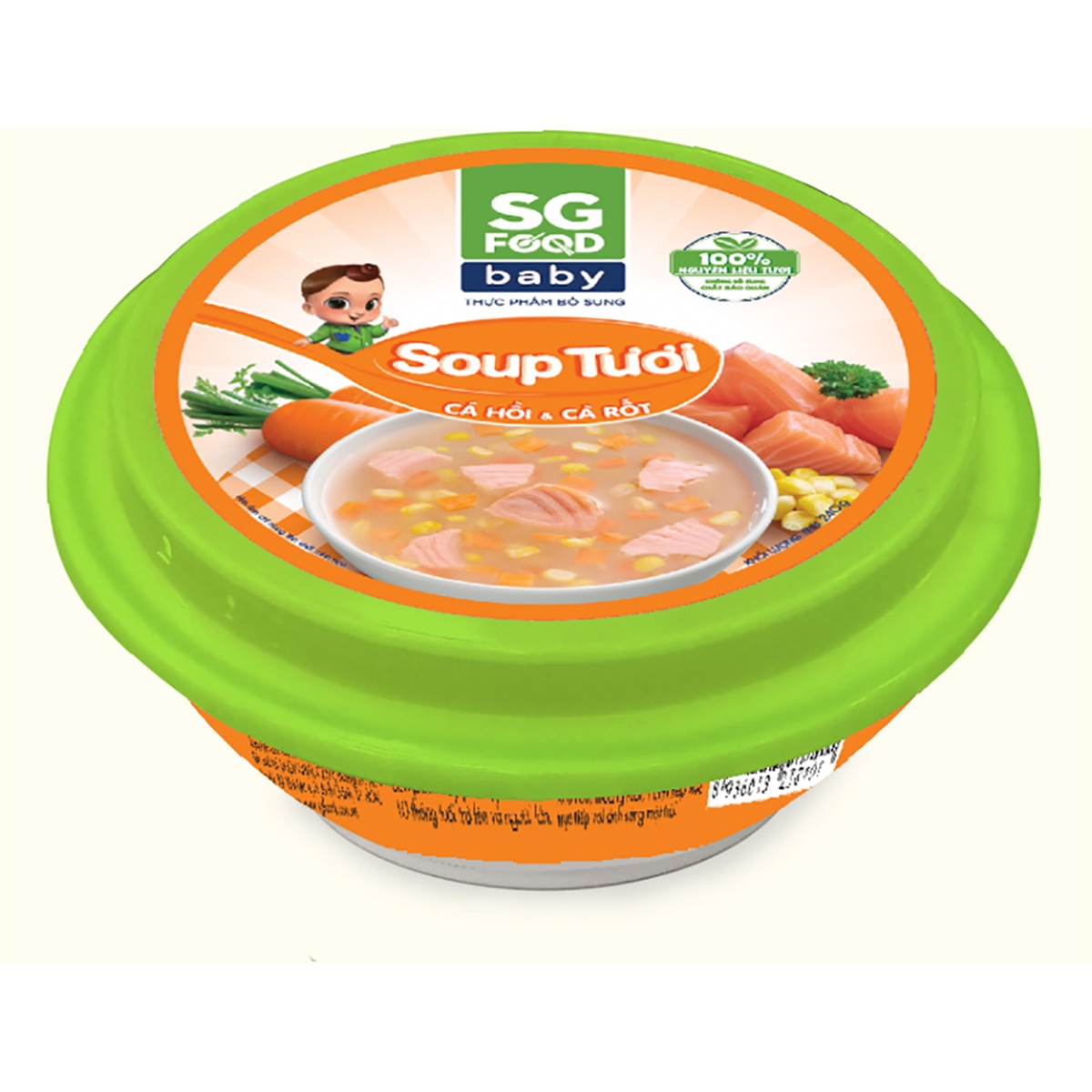 Soup Sài Gòn Food Baby vị cá hồi và cà rốt 240g (Hộp) - mặt trái