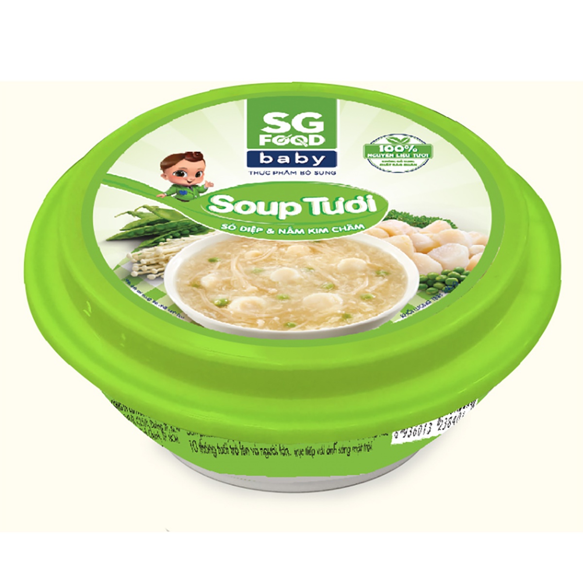 Soup Sài Gòn Food vị sò điệp và nấm kim châm 240g (Hộp) - mặt trái