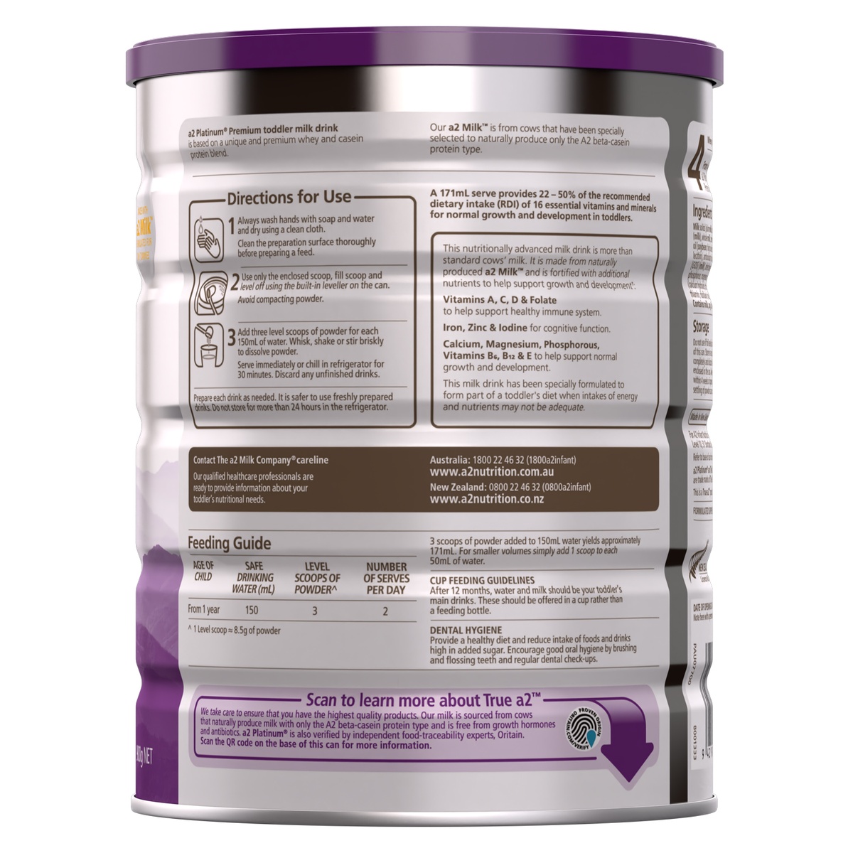 Sữa A2 Platinum Premium Infant Formula số 3 900g - mặt trái