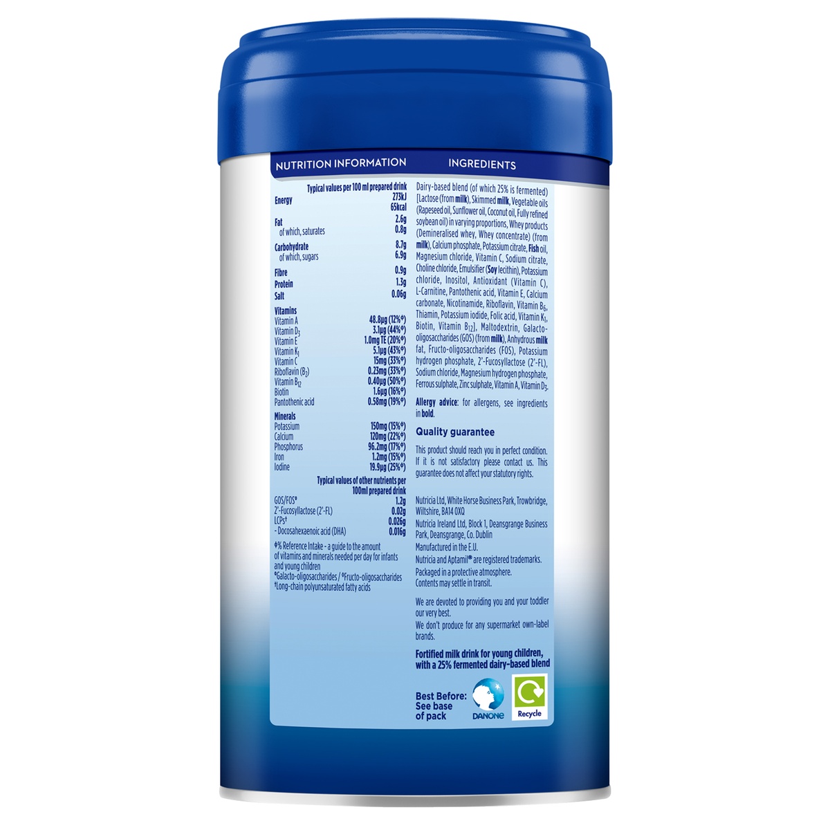 Sữa Aptamil Advanced Anh số 3 (cho bé từ 1 tuổi trở lên) 800g - mặt phải