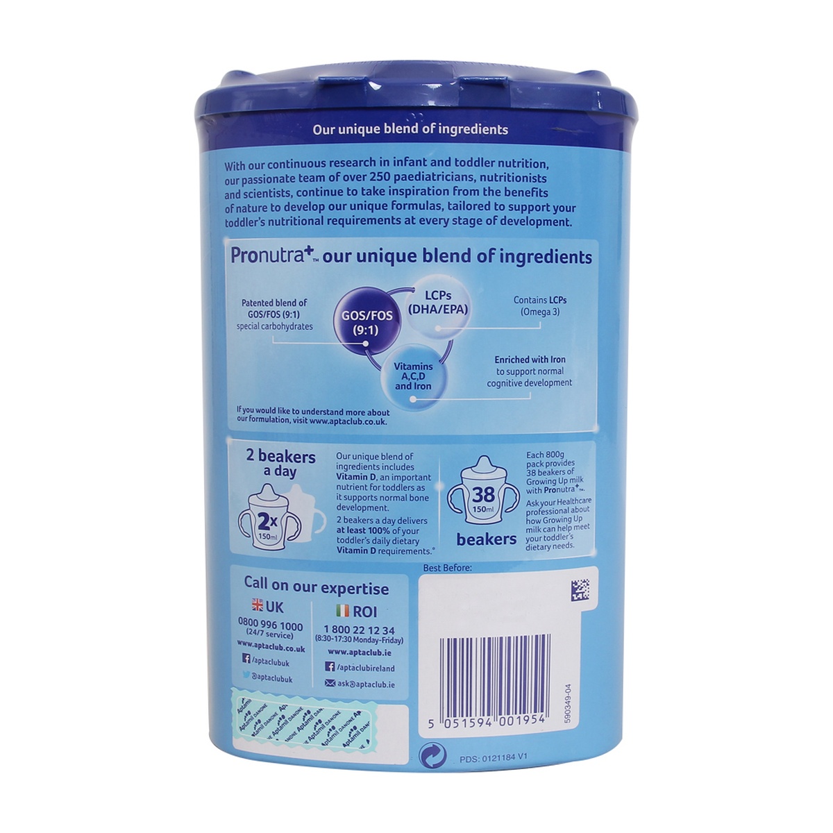 Sữa Aptamil số 4 Anh 800g (2 - 3 tuổi) - mặt phải