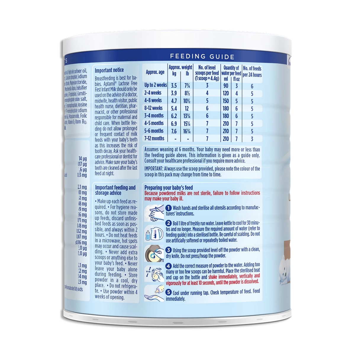 Sữa Aptamil Lactose Free cho trẻ 0-12 tháng 400g - mặt phải