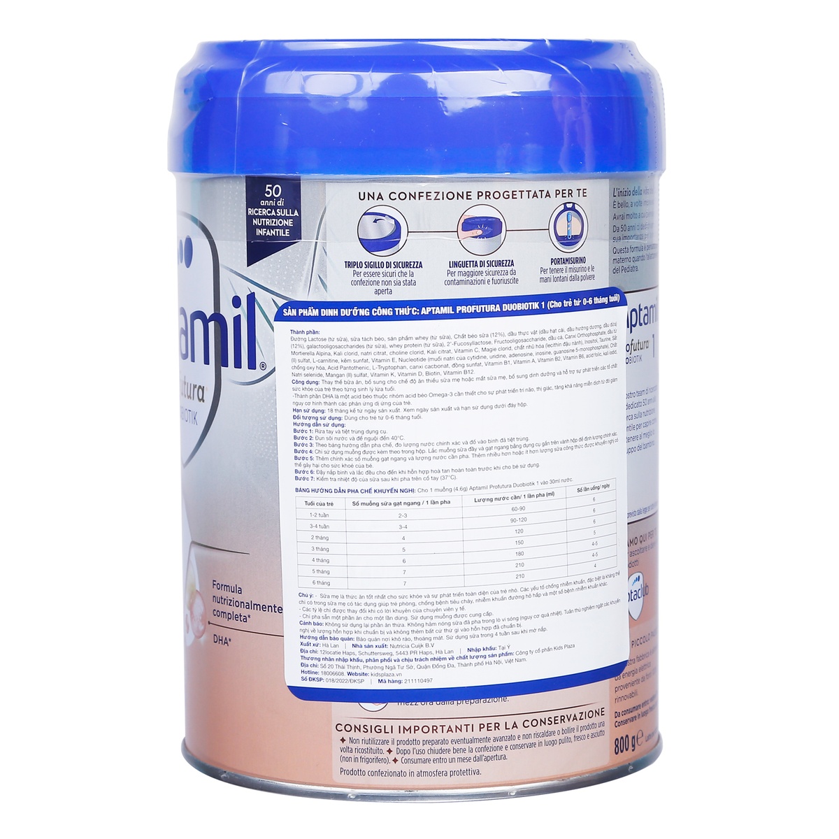Sữa Aptamil Profutura Duobiotik số 1 800g ( 0 - 6 tháng) - mặt phải