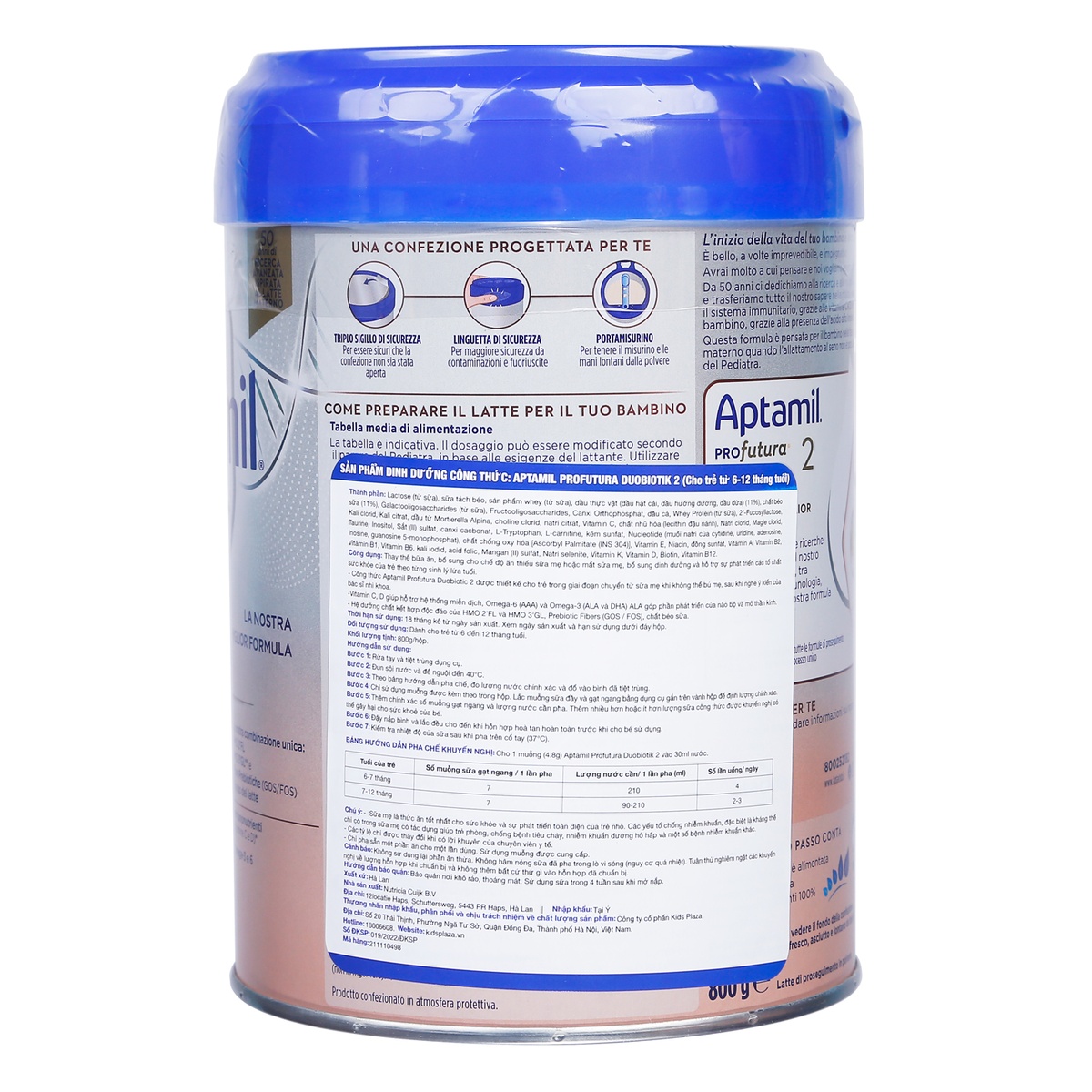 Sữa Aptamil Profutura Duobiotik số 2 800g ( 6 - 12 tháng) - mặt phải