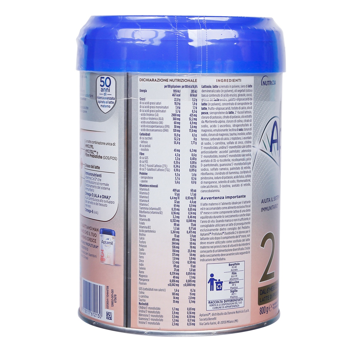 Sữa Aptamil Profutura Duobiotik số 2 800g ( 6 - 12 tháng) - mặt trái