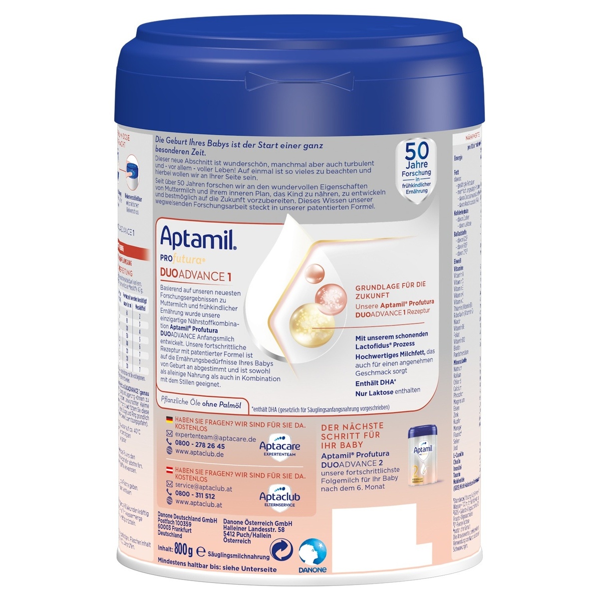 Sữa Aptamil Profutura Đức số 1 800g cho trẻ từ 0-6 tháng  - mặt phải