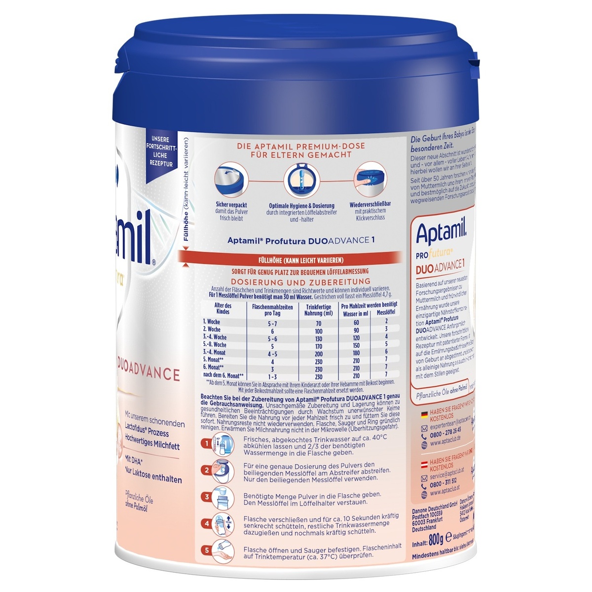 Sữa Aptamil Profutura Đức số 1 800g cho trẻ từ 0-6 tháng  - mặt trái
