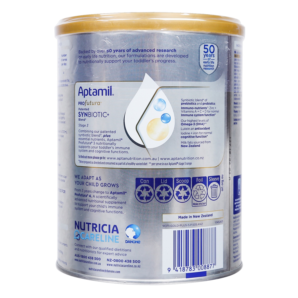 Sữa Aptamil Profutura Úc số 3 (cho bé 12-36 tháng) 900g - mặt phải