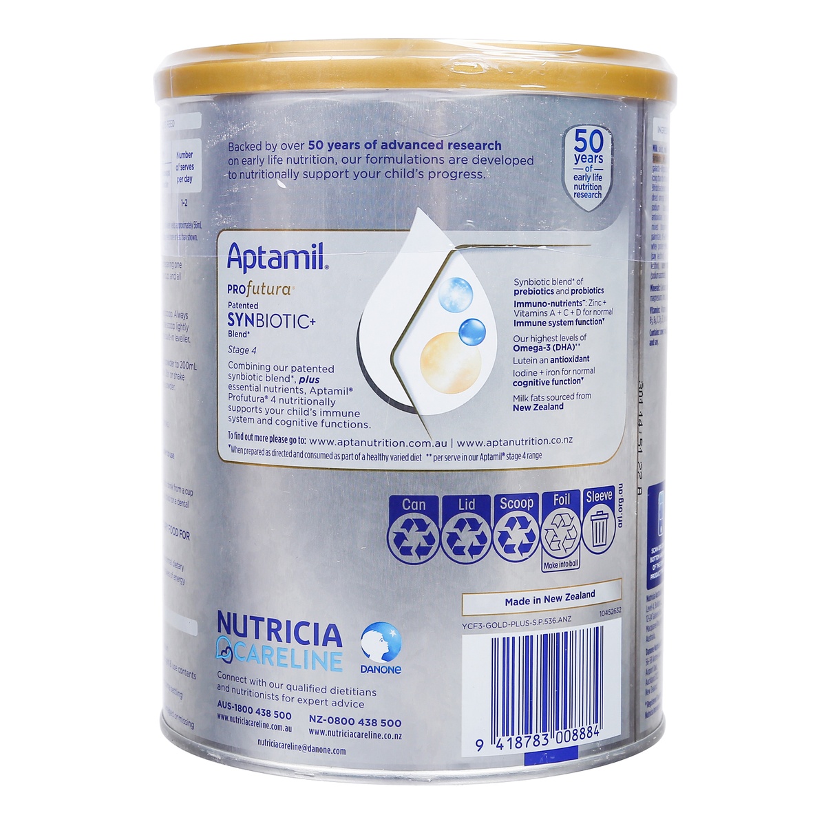 Sữa Aptamil Profutura Úc số 4 (cho bé từ 3 tuổi trở lên) 900g - mặt sau