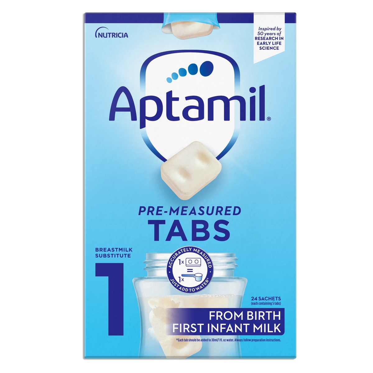 Sữa Aptamil thanh Pre Measured Tabs số 1 - mặt trái