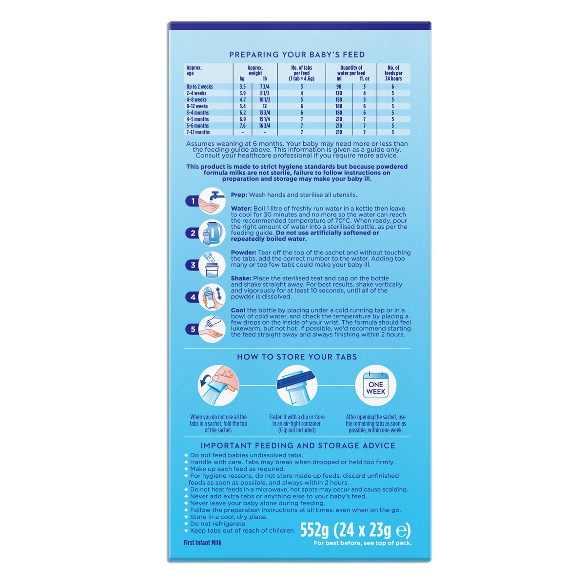 Sữa Aptamil thanh Pre Measured Tabs số 1 - mặt sau