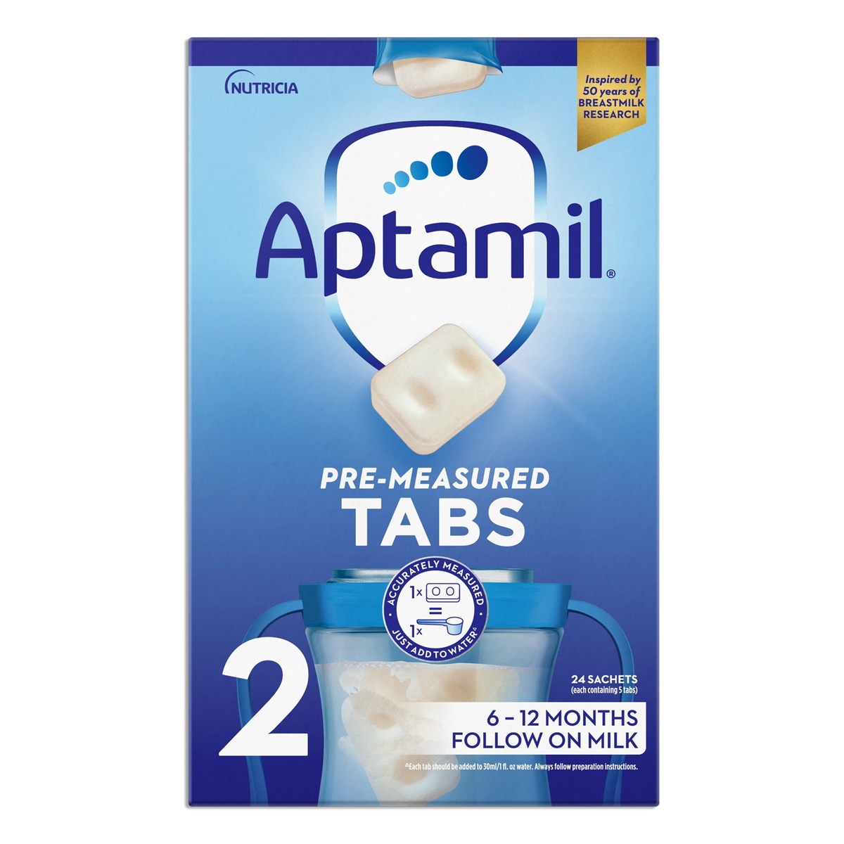 Sữa Aptamil thanh Pre Measured Tabs số 2 - mặt trái
